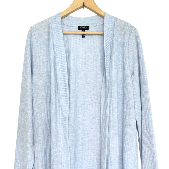 Jones New York Long Line Cardigan Sweater Womens Size L Blue Open Minimalist - Picture 2 of 9